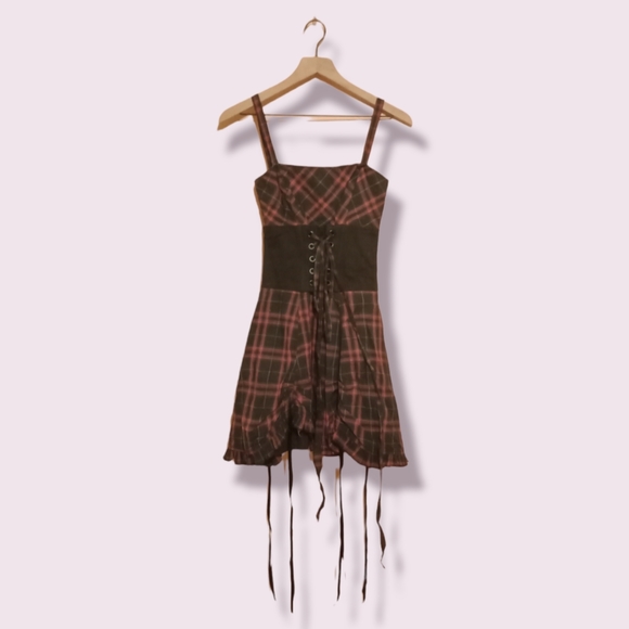 tripp corset dress Tripp NYC Purple Black Lace up Corset Mesh tutu mini dress vintage y2k goth L